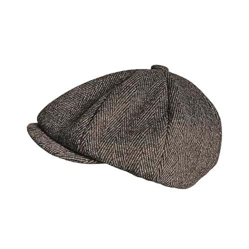 XDGBGFN Newsboy Cap Herren Schiebermütze Herren Barett Cap Retro Herringbone Mütze mit Baumwollfutter 20er Jahre Kostüm Herren Accessoires Mütze (DE/NL/SE/PL, Alphanumerisch, Einheitsgröße, Braun) von XDGBGFN