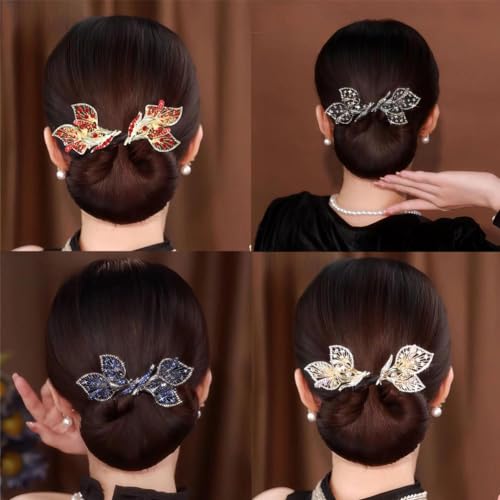 XDGJTBFMY Strass Blume Haarspange Ball Haarspange Blume Haarknoten Roller Blume Haarspange Faule Haar Lockenwickler Deft Bun Maker Elegante Haarspange für Frauen von XDGJTBFMY