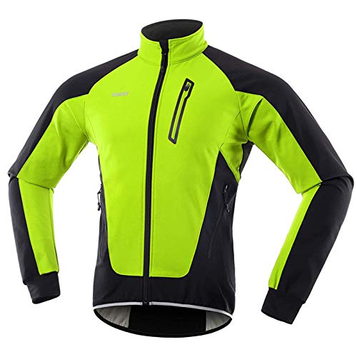 XDKS Fahrradjacke, Herren Fahrradjacke Winter Thermo Fleece Softshell MTB Bike Outwear, grün, M von XDKS