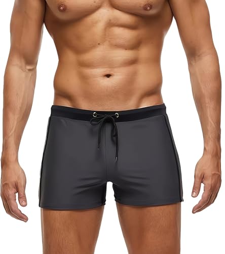 XDSP Badehose Herren Block Swim Shorts Badeshorts Training Swimwear Men Junge Kastenbadehose Männer Swimming Trunks Sport Training Verstellbarem Tunnelzug von XDSP