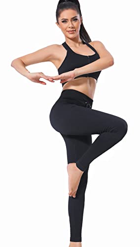 XDSP Damen Sportanzüge Sport Sets Sport Jogginganzug Sport Sets Yoga-Klage Leggings und Stretch Fitness-Set Reißverschluss Trainingsanzug Fitnessstudio, Laufen, Yoga(Schwarz 2 XL) von XDSP