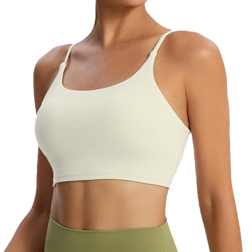 XDSP Sport BH Damen Damen Weich Bequemer BH Klassische Frauen Bustier Bequem Yoga Bralette Damen Spaghettiträger mit Herausnehmbaren Pads Bra Light Support Fitness Lauf Joggen Yoga Bra von XDSP