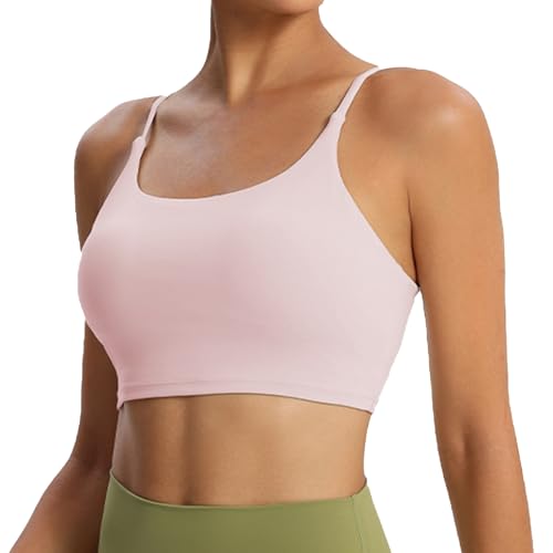 XDSP Sport BH Damen Damen Weich Bequemer BH Klassische Frauen Bustier Bequem Yoga Bralette Damen Spaghettiträger mit Herausnehmbaren Pads Bra Light Support Fitness Lauf Joggen Yoga Bra von XDSP