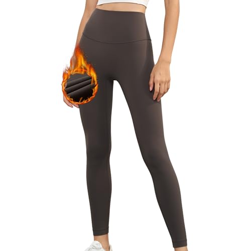 XDSP Thermo Leggings Damen Outdoor Thermoleggings Waist Gefüttert Leggins Lang Winter Warme Sportleggins Strumpfhosen Gesäßstraffung Yogahose Laufhose Sporthose von XDSP