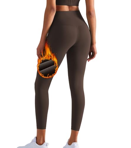 XDSP Thermo Leggings Damen Outdoor Thermoleggings Waist Gefüttert Leggins Lang Winter Warme Sportleggins Strumpfhosen Gesäßstraffung Yogahose Laufhose Sporthose von XDSP