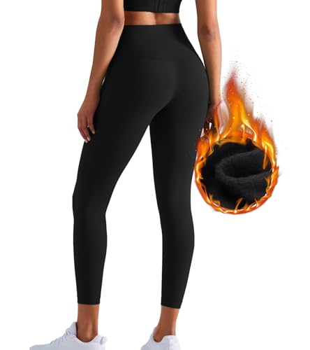 XDSP Thermo Leggings Damen Outdoor Thermoleggings Waist Gefüttert Leggins Lang Winter Warme Sportleggins Strumpfhosen Gesäßstraffung Yogahose Laufhose Sporthose von XDSP