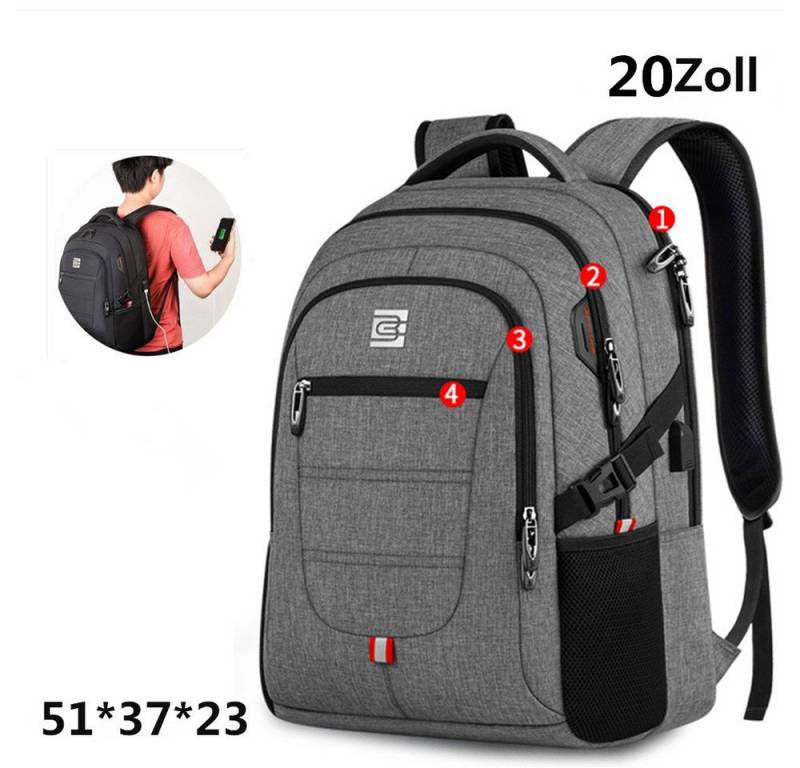 XDeer Businesstasche Groß Laptoprucksack Herren Damen mit USB-Ladeanschluss,18/20 Zoll, -wasserfester Backpack Notebook Rucksack Anti Diebstahl Schulrucksack von XDeer