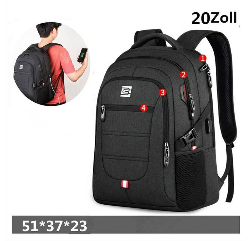 XDeer Businesstasche Groß Laptoprucksack Herren Damen mit USB-Ladeanschluss,18/20 Zoll, -wasserfester Backpack Notebook Rucksack Anti Diebstahl Schulrucksack von XDeer