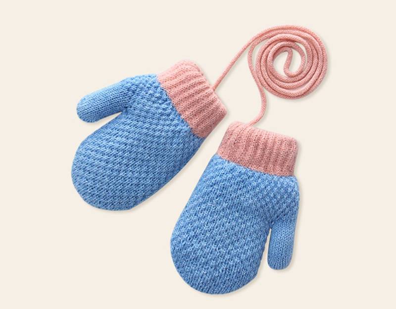 XDeer Fäustlinge Baby Handschuhe, Fäustlinge Kinder Winterhandschuhe Warm Strickhandschuhe mit Schlüsselband für 1-3 Jahre Mädchen Junge von XDeer