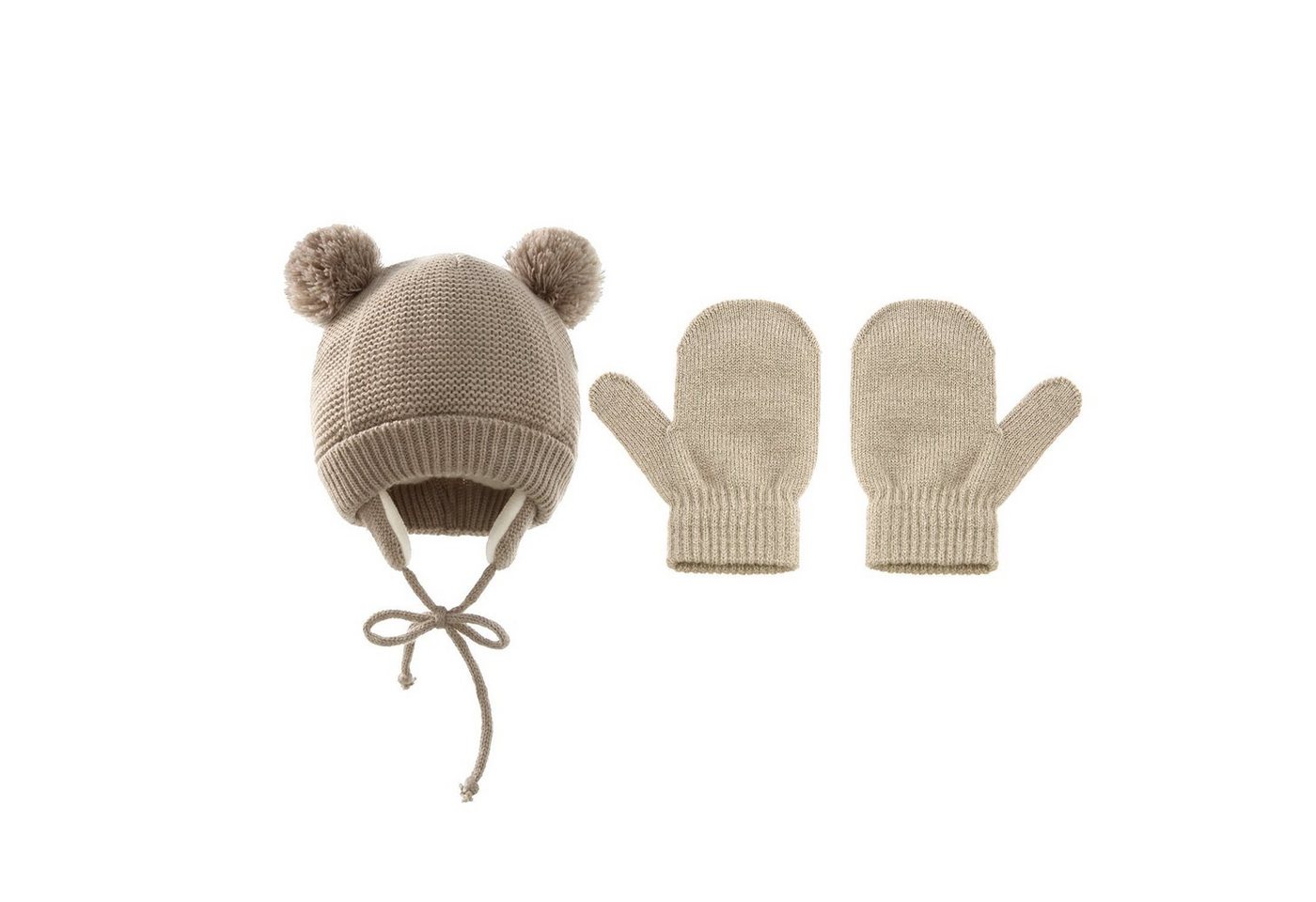 XDeer Filzhut 2 Stück Kinder Wintermütze Handschuhe Set, Strickmütze baby warme Mütze von XDeer