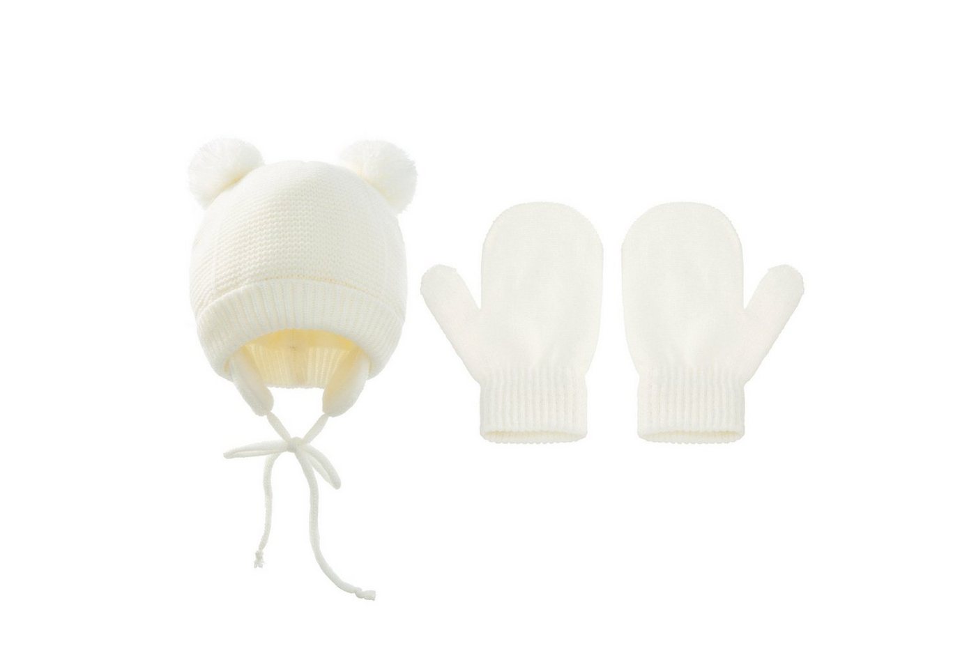 XDeer Filzhut 2 Stück Kinder Wintermütze Handschuhe Set, Strickmütze baby warme Mütze von XDeer