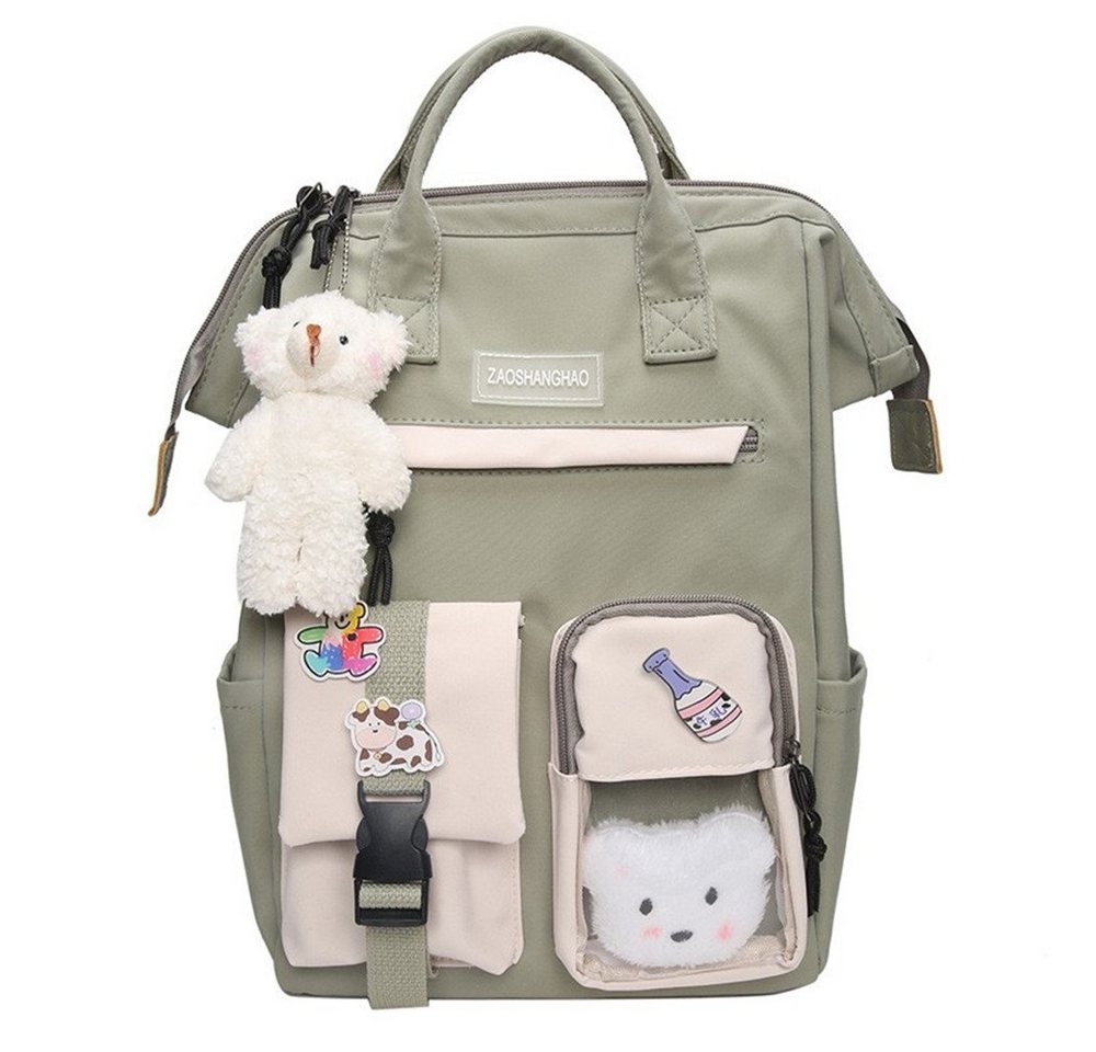 XDeer Kinderrucksack Süße Mädchenrucksack,Büchertaschen(pink) mit Plüschanhänger für Teenager, Mädchen, Schulrucksack für Studenten,wasserabweisender Reiserucksack für die Schuler (Set), mit Laptopfach,mit Plüschanhänger von XDeer