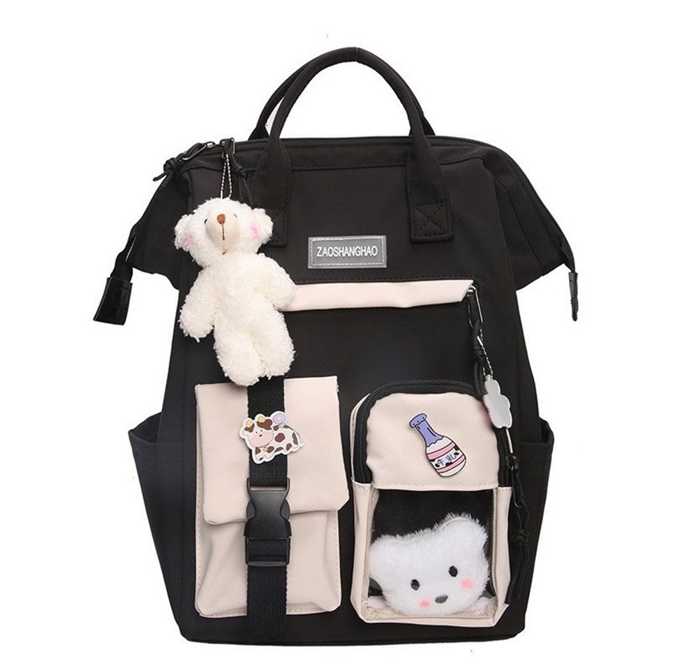 XDeer Kinderrucksack Süße Mädchenrucksack,Büchertaschen(pink) mit Plüschanhänger für Teenager, Mädchen, Schulrucksack für Studenten,wasserabweisender Reiserucksack für die Schuler (Set), mit Laptopfach,mit Plüschanhänger von XDeer