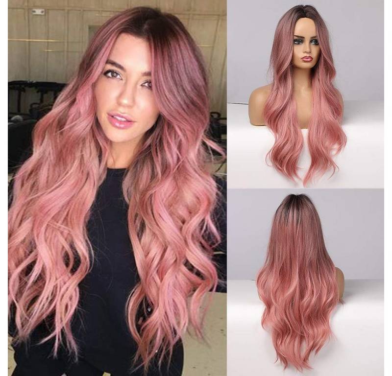 XDeer Kunsthaarperücke Lange lockige Perücke(60-75cm),moderne Perücke für frauen, Party Haarteil Natürlich aussehende synthetische Perücken von XDeer