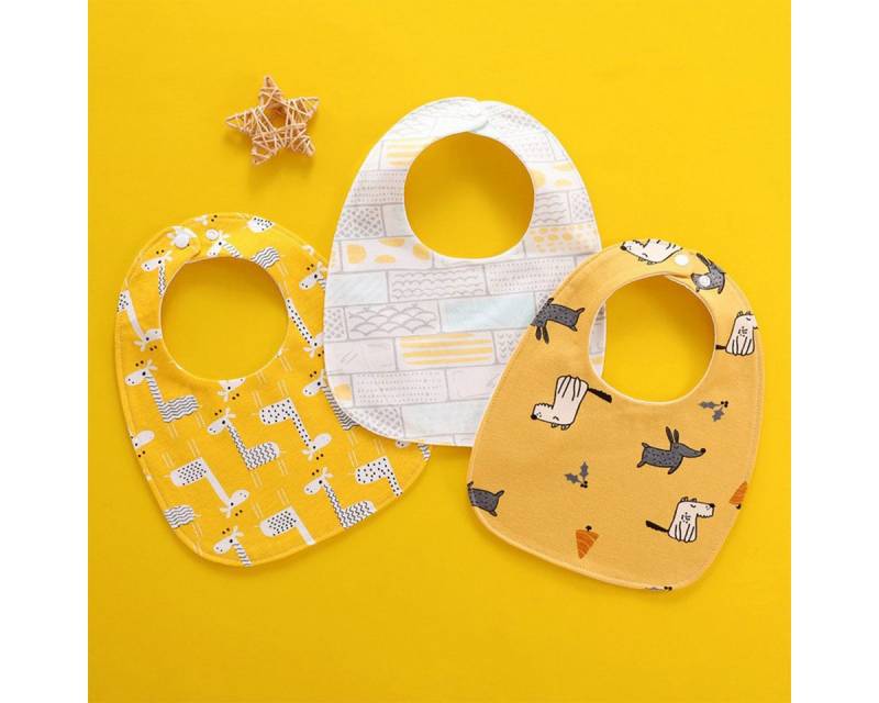 XDeer Lätzchen 3 Stück Lätzchen Baby Weiche Baumwolle Halstuch, Sabberlätzchen mit Verstellbares Druckknopf für Baby von XDeer