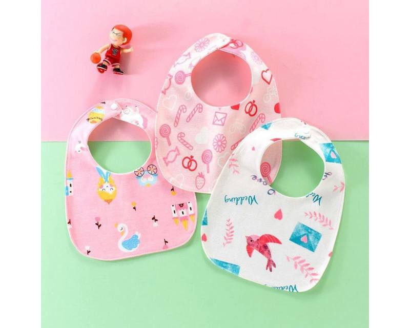 XDeer Lätzchen 3 Stück Lätzchen Baby Weiche Baumwolle Halstuch, Sabberlätzchen mit Verstellbares Druckknopf für Baby von XDeer