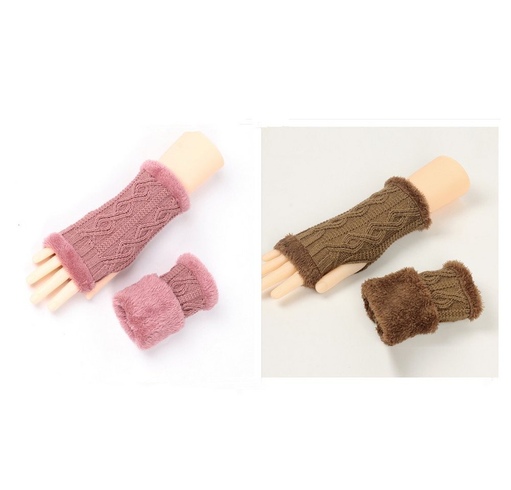 XDeer Strickhandschuhe 2 Paar Fingerlose Handschuhe Armstulpen Damen,Winter Winterhandschuhe Wärmer Strick Handschuhe,Gestrickte Fingerlose Fäustlinge von XDeer