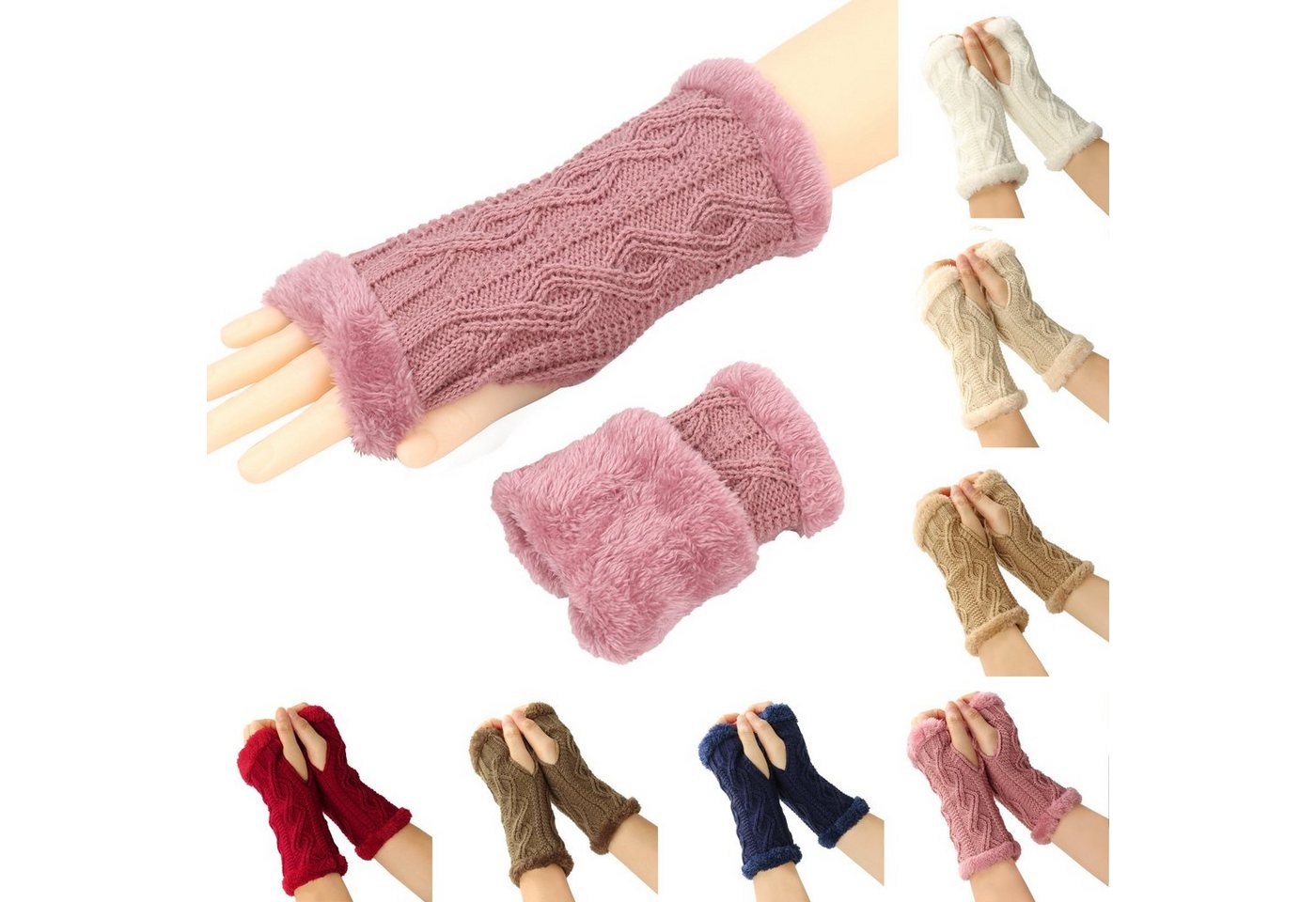 XDeer Strickhandschuhe 2 Paar Fingerlose Handschuhe Armstulpen Damen,Winter Winterhandschuhe Wärmer Strick Handschuhe,Gestrickte Fingerlose Fäustlinge von XDeer