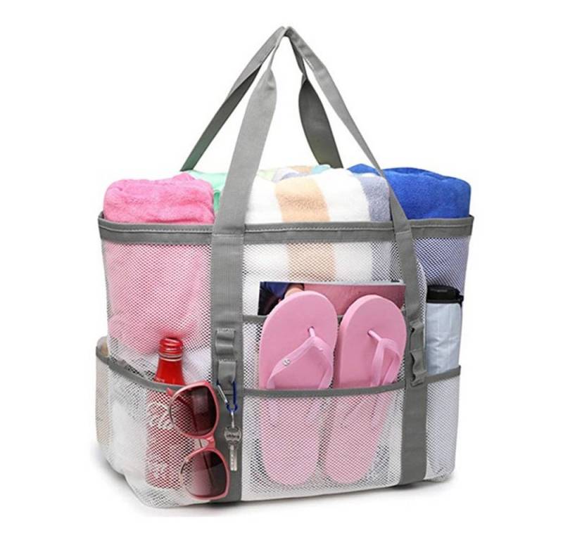 XDeer XL-Strandtasche Strandtasche XXL,Familie mit Reißverschluss Badetasche Damen Groß, Leicht Mesh Beach Bag,Wasserdicht Faltbare für Strand Reise Picknick von XDeer