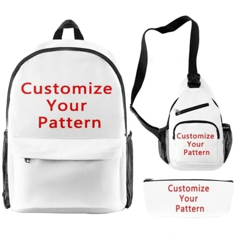 Benutzerdefinierte Schultasche Kind Rucksäcke Personalisierte Cosplay Reißverschluss Pack Dreiteilige Set Travel Backpack Black,12 inches von XEDLIY