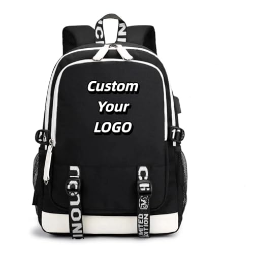 Personalisieren Sie Ihren Rucksack für Herren Damen DIY Logo-Aufdruck Laptop wasserdichte Schultasche Custom,45 * 31 * 16cm von XEDLIY