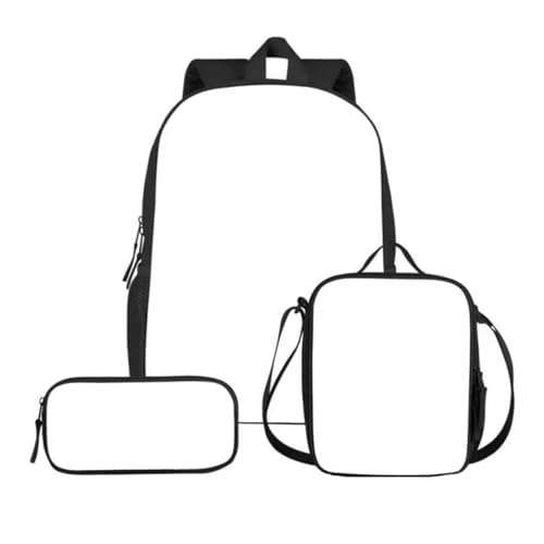 Personalisierte 3PCS Set Schultasche Benutzerdefinierte DIY Bild Rucksack Kinder Mode Büchertasche Penbox Lebensmittel Lunchbox Black,40X28X14CM von XEDLIY