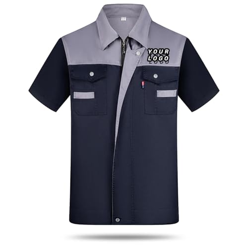 XEDLIY Personalisierte Arbeitskleidung für Herren Maler Fabrik Werkstatt Logo Automobile Repairman Sommer Top Navy-Grey,L von XEDLIY