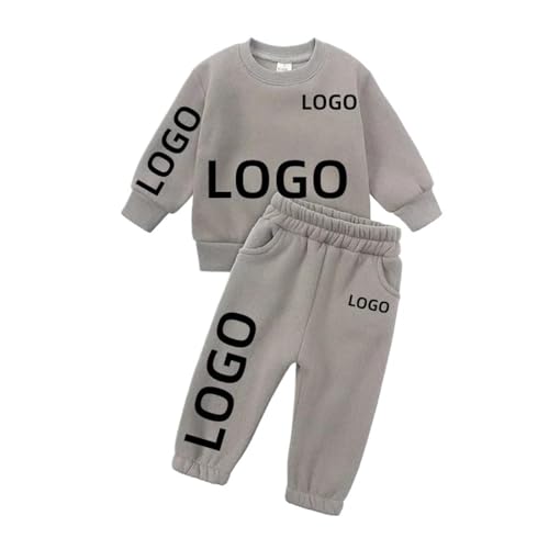 XEDLIY Personalisierte Jungen Mädchen Kleidung Set Personalisierte Fügen Sie Ihr LOGO Kleinkind Fleece Pullover Sweatshirt Jogger Sweatpants 2Pcs Kinder Trainingsanzug Color5,160 von XEDLIY