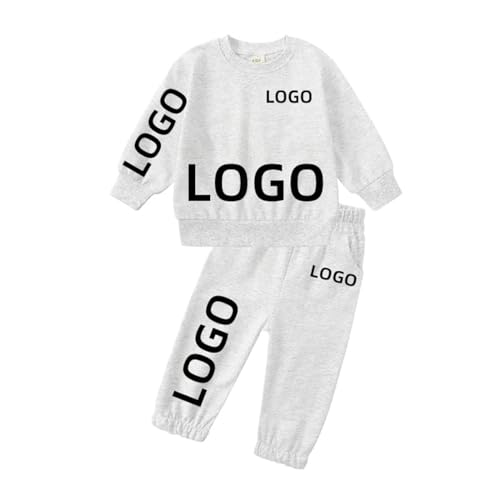 XEDLIY Personalisierte Jungen Mädchen Kleidung Set Personalisierte Fügen Sie Ihr LOGO Kleinkind Fleece Pullover Sweatshirt Jogger Sweatpants 2Pcs Kinder Trainingsanzug Color9,120 von XEDLIY