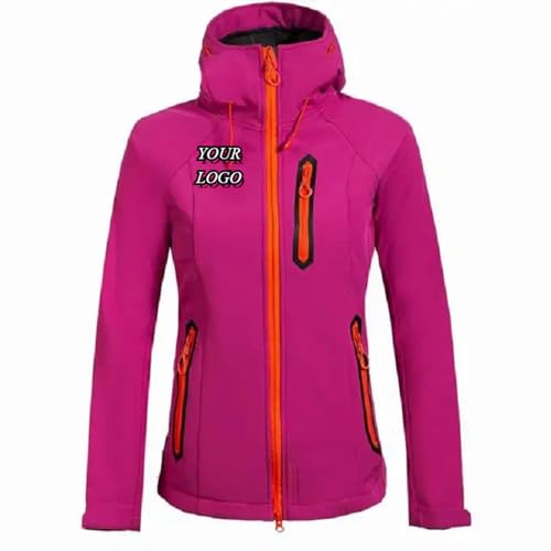 XEDLIY Personalisierte Logo Warme Fleece Softshell Jacke Damen Outdoor Trekking Angeln Wandern Kleidung Winddicht Wasserdicht Ski Kapuzenmantel Color2,L von XEDLIY