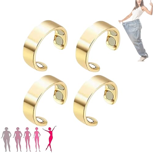 XELIJAHR Earallure-Ringe für Damen, magnetisch, Earallure-Magnetring gegen Angstzustände, Earallure-Ring 4 Stück (Gold,One Size) von XELIJAHR