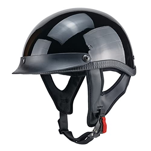 Motorrad Retro Halbhelme Halbschale Jet-Helm mit Abnehmbarem Rand DOT/ECE-Zertifizierung Scooter Mofa-Helm Brain-Cap für Männer und Frauen A,M von XELLOM