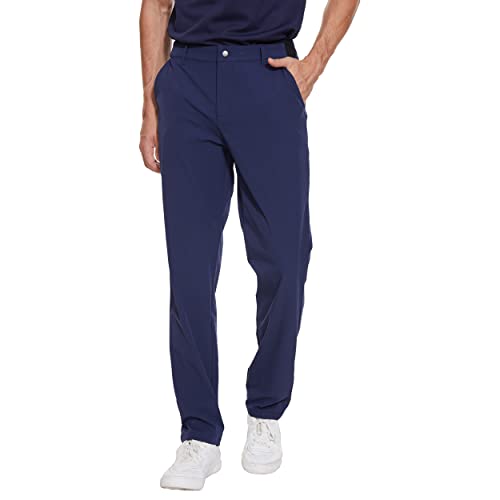 XELORNA Herren Anzughose mit Erweiterbarem Bund Slim Fit Stretch Lang Golfhose Outdoorhose Herren Chino Hose mit Taschen(Marine,XL) von XELORNA