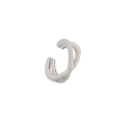 XENOX® | Damen Earcuff überkreuzt aus hochwertigem 925/- Sterlingsilber mit Zirkonia-Steinen | XS4214 von XENOX