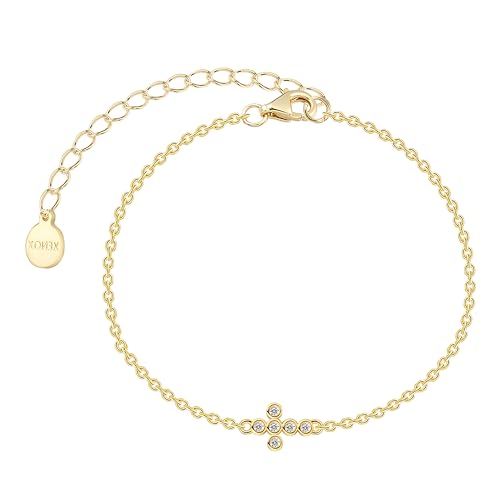 XENOX® Kreuz Armband - Damen Armband aus hochwertigem 925/- Sterlingsilber mit Kreuz-Anhänger und Zirkonia Steinen | XS10044G von XENOX