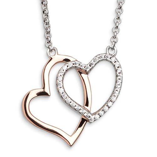 XENOX® LOVE STORY Halskette - Damen Halskette aus hochwertigem 925/- Sterlingsilber mit zwei Herz-Anhänger | XS2776R von XENOX
