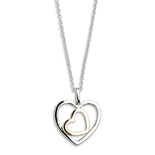 XENOX® LOVE STORY Halskette - Damen Halskette aus hochwertigem 925/- Sterlingsilber mit zwei Herz-Anhänger von XENOX