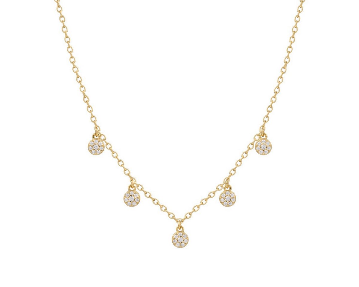 XENOX Kette mit Anhänger Halskette Damen Poppy Glitz Zirkonia Silber Vergoldet XS10003G von XENOX