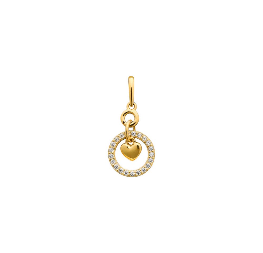 XENOX Kette mit Anhänger XG14K0212G, offener, runder Kettenanhänger mit Herz und Zirkoniabesatz von XENOX