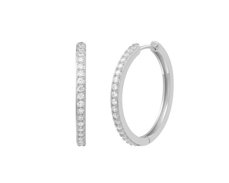 XENOX Paar Creolen Creolen Damen Modern Basic Zirkonia Silber 25 mm XS10355 von XENOX