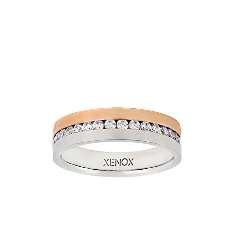 XENOX X2245-54 Damen Ring XENOX & friends Edelstahl Bicolor Rose Weiß Zirkonia 17,2 mm Größe 54 von Xenox