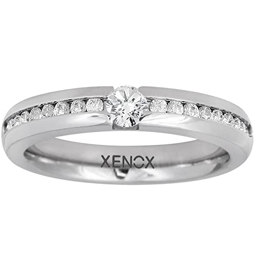 XENOX X5010-58 Damen Ring XENOX & friends Edelstahl Silber Weiß Zirkonia 18,5 mm Größe 58 von Xenox