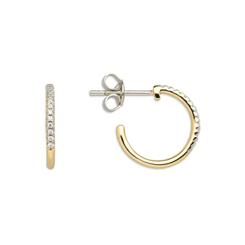 Xenox Damen 925 Sterling Silber Creolen 15 mm mit Zirkonia in goldfarben - MODERN CLASSIC - XS3523G von XENOX