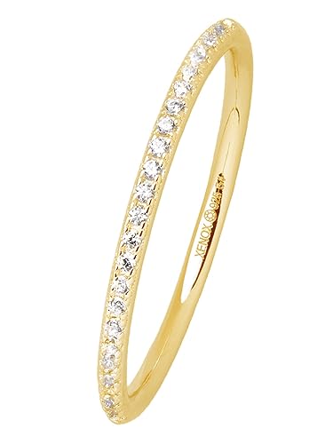 Xenox Damen 925 Sterling Silber Ring mit Zirkonia in goldfarben - KRAPPE SILBER - XS1721G, Ringgröße (Durchmesser):54 (17.2 mm Ø) von XENOX