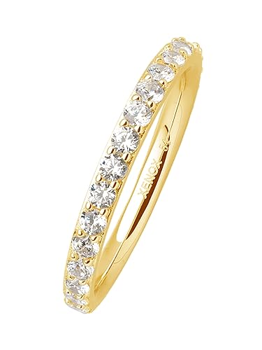 Xenox Damen 925 Sterling Silber Ring mit Zirkonia in goldfarben - XS7357G, Ringgröße (Durchmesser):54 (17.2 mm Ø) von XENOX