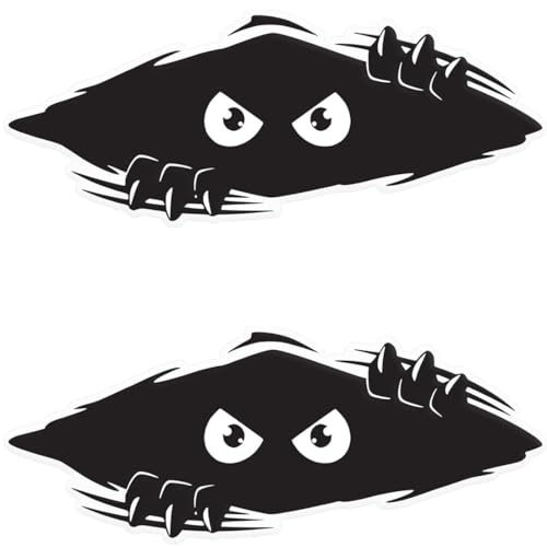 XENQITO 2 Stück Lustige Monster Aufkleber,Autoaufkleber,Lustig Schwarze Wasserdicht 3D Aufkleber,Monster Sticker,Wasserdicht Autoaufkleber, Graffiti Sticker, für Auto Autofenster Stoßstange Motorrad von XENQITO