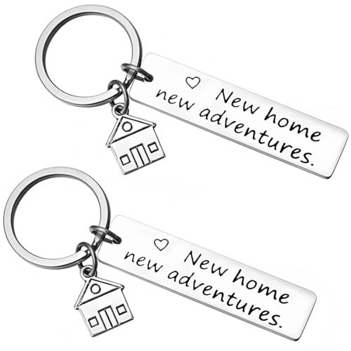 XENQITO 2 Stück Neues Zuhause Neue Abenteuer Schlüsselanhänger Einweihungsgeschenk Neuer Hausbesitzer Zuhause Schlüsselanhänger Geschenke für das neue Zuhause, Paar Haus Anhänger schlüsselanhänger von XENQITO