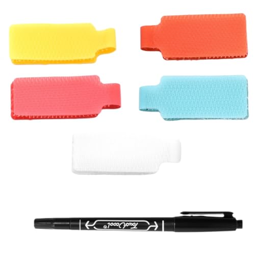 XENQITO 24 Pcs Kabeletiketten Kabel Beschriftung Wiederverwendbar, Mehrfarbige Beschreibbare Kabel-Etiketten Schreibfläche Zum Identifizierung von Kabel, Groß. Drähten, Wird mit Einem Stift Geliefert von XENQITO