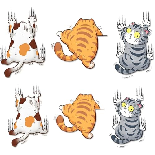 XENQITO 6 Stück Autosticker Lustige Katze, Cartoon Tier Katze Autoaufkleber, Lustige Auto sticker,Wassdichte PVC Cat Aufkleber Fenstersticker für Auto Wand Laptop,Cartoon Autoaufkleber Lustig Katze von XENQITO