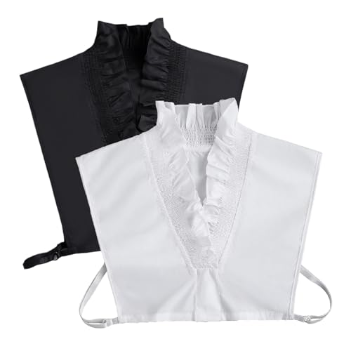 XEPST 2 PCS Blusenkragen Stehkragen Krageneinsatz Damen V-Ausschnitt Blusenkragen Einsatz Damen Abnehmbare Hälfte Shirt Bluse Halb Gefälscht Abnehmbare Frauen Kragen Oberteil Top Hemdbluse von XEPST